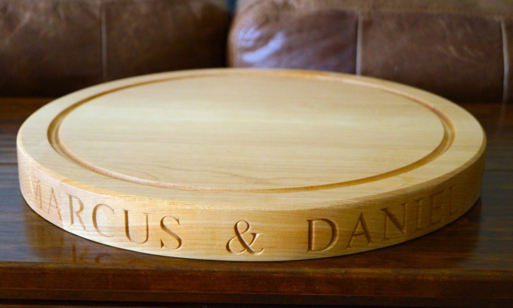 handmade personalised engraved solid maple cheese board