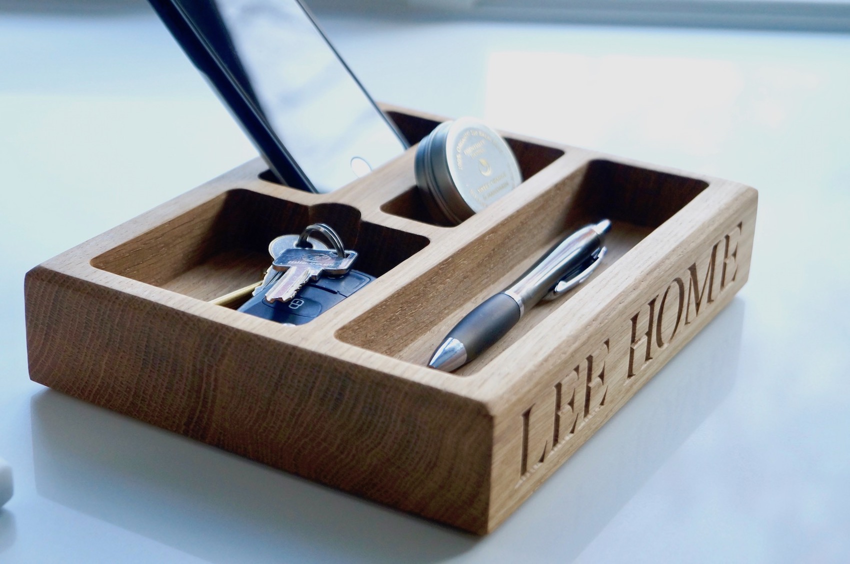 personalised wooden desk tidy