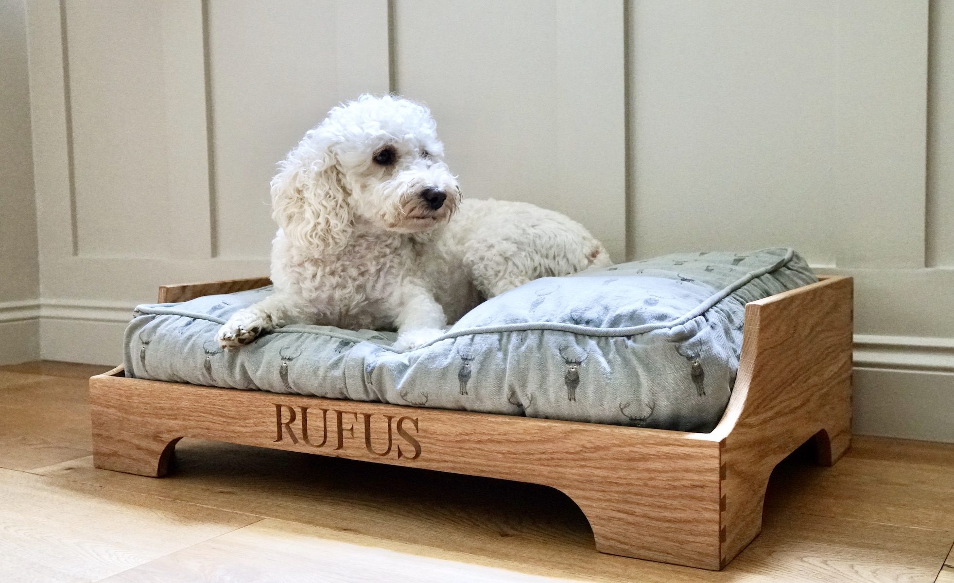 Personalised Wooden Dog Bed MakeMeSomethingSpecial